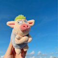 Miniatyrbillede 1 af 8: Yndig dyr nøglering Grønt sjovt hår Dyr Pig Doll Legetøj A1