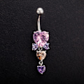 Miniatyrbild 4 av 5: Söt kristall hjärtformad zirkonbåge Belly Button Ring Mode White