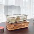 Miniatyrbillede 6 af 8: Transparent opbevaringsboks til tesæt kop med låg og afløbsstøv Gray