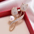 Miniatyrbilde 2 av 5: 1 Stk Brosje Rhinestone Tulip Flower Brosje Anti-refleks Brosje Col Silver