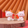 Miniatyrbild 6 av 8: 1 st nyår tecknad Lucky Cat Micro Landscape Resin Cat Micr C