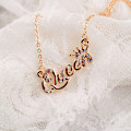 Miniatyrbild 2 av 8: Brevhalsband Mode Kvinnlig Strass Queen Halsband För Wo Gold