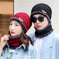 Miniatyrbillede 3 af 5: Ny strik fleece tørklæde vinterhue Blød mænd og kvinder Beanie Varm Red A