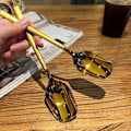Miniatyrbillede 5 af 8: Creative Langt Håndtag Væghængende Ske Rustfrit Stål Dessert Gold