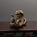 Miniatyrbild 1 av 5: Antik brons Kobra Staty Ornament Zodiac Snake Miniatyr Fig