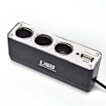 Miniatyrbillede 5 af 7: Sort 3 Ways Multi Socket Car Lighter Splitter USB Oplader