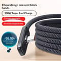 Miniatyrbilde 2 av 8: 100W USB til Type C hurtiglading 90° albue datakabel PD USB C A