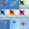 Pikkukuva 5 / 7: Sarjakuva Lasten leija Sininen Punainen Fighter Rainbow Plane Suuri leija A19