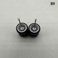 Miniatyrbild 1 av 8: 1 Set 1/64 modellbilhjul med gummidäck Modifierade delar Ve B9 fork Silver