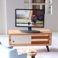 Miniatyrbild 6 av 7: 1:12 Dockhus Miniatyr Vardagsrum TV Trä-TV TV W/ 4 screens