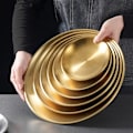 Miniatyrbillede 3 af 8: Opbevaringsbakke i gyldent rustfrit stål Luksuriøs messing rund plade Gold 26cm