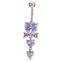 Miniatyrbild 1 av 5: Söt kristall hjärtformad zirkonbåge Belly Button Ring Mode Purple