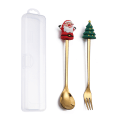 Miniatyrbillede 1 af 5: 4STK6STK Julegave lery Ske Gaffelsæt Elk Tree Dessert Sp C