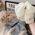Pikkukuva 3 / 8: High Ponytail Hair Grip Clip Chiffon Bow Banana Clip Nainen Cli A2