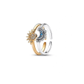 Miniatyrbild 7 av 8: Trendig zinklegering Sparkling Sun Moon öppning justerbar ring A1+A2
