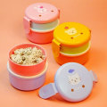 Miniatyrbillede 4 af 5: 540 ml Madkasse Dobbeltlags Rund Mini Bento Box Børne C