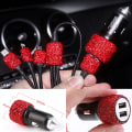 Miniatyrbillede 4 af 5: Kvinder Krystal Dual USB Port Bil Hurtig Rhinestones Bling Oplader PK1