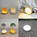 Miniatyrbillede 5 af 5: Natlysholder Belysning Træ Led Lys Base Massivt træ LED 3 Color Light