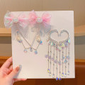 Pikkukuva 8 / 8: Lapset Mermaid Princess Pearl Fringe Bow Otsaketju Hiukset A3