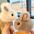 Miniatyrbillede 4 af 8: Imiter Bunny Fur Hairball Mini Tasker Ophæng vedhæng Nøglering A3
