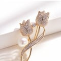 Miniatyrbilde 5 av 5: 1 Stk Brosje Rhinestone Tulip Flower Brosje Anti-refleks Brosje Col Gold