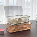 Miniatyrbillede 4 af 8: Transparent opbevaringsboks til tesæt kop med låg og afløbsstøv Brown