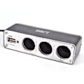 Miniatyrbild 4 av 7: Svart 3 Ways Multi Socket Car Lighter Splitter USB laddare