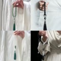 Pikkukuva 4 / 8: Tupsu rannerengas käsin kierretty helmi Buddhalainen Rosary Riipus helmi Ch A