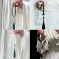 Pikkukuva 4 / 8: Tupsu rannerengas käsin kierretty helmi Buddhalainen Rosary Riipus helmi Ch K