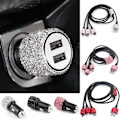 Miniatyrbilde 2 av 5: Kvinner Krystall Dual USB Port Bil Rask Rhinestones Bling Lader PK1