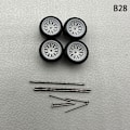 Miniatyrbillede 1 af 8: 1 sæt 1/64 model bilhjul med gummidæk Modificerede dele Ve B28 fork White