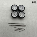 Pikkukuva 1 / 8: 1 set 1/64 mallin auton pyörät kumirenkailla muokatut osat Ve B28 fork White