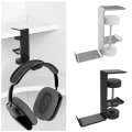 Miniatyrbillede 2 af 8: Høretelefonholder af aluminiumslegering Krog under skrivebordshovedtelefonstativ Black