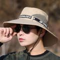 Män Sommar Bred Brätte Bucket Hat Mode Utomhus Andas Sol Beige