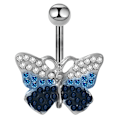 Miniatyrbild 1 av 7: Mode Rhinestone Butterfly Dangle navelring Rostfri