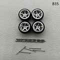 Miniatyrbillede 1 af 8: 1 sæt 1/64 model bilhjul med gummidæk Modificerede dele Ve B35 5Claws