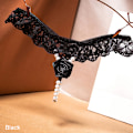 Pikkukuva 1 / 8: Uudet Pearls Rose -koristeilut stringit, kirjontalaukut naisten Black