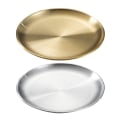 Miniatyrbillede 8 af 8: Opbevaringsbakke i gyldent rustfrit stål Luksuriøs messing rund plade Silver 14cm