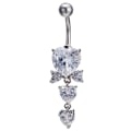 Miniatyrbild 1 av 5: Söt kristall hjärtformad zirkonbåge Belly Button Ring Mode White
