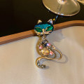Miniatyrbillede 5 af 5: Krystal Rhinestone Cat Brocher til Kvinder Legering Animal Pins
