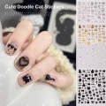 Miniatyrbilde 2 av 8: e Cat Animals Graffiti Nail Sticker Shape Paintings Enhancement Black