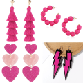 Miniatyrbilde 4 av 8: Barbie rosa øredobber Rose røde geometriske allsidige øredobber Holi 5