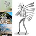 Miniatyrbillede 3 af 5: Sjov have humanoid kinetisk energi have statue vind spinner rustfrit stål papir mand vindmølle indretning udendørs vind skulpturer ornamenter