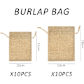 Miniatyrbillede 2 af 5: 20 stk. Jutesække med snøre - Gaveposer i jute - Take Away Gaveposer (Lysebrun, 10*15cm & 13*18cm)