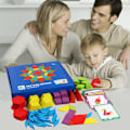 Miniatyrbild 4 av 4: 155 bitar trä 3D pussel färgglada geometriska former Tangram J