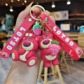 Miniatyrbillede 3 af 3: Nøglering med jordbær-bamse, pink