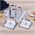 Miniatyrbilde 3 av 5: Vertikal serviettholder kjøkken serviettholder serviett dispenser cocktail servietter dispenser flat serviett arrangør rustfritt stål husholdning sølv 13.5*12cm