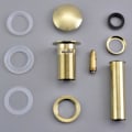 Miniatyrbillede 3 af 5: Børstet guld messing afløb til håndvask, moderne tryk & klik pop-up prop med overløbshul