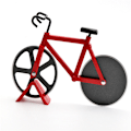 Miniatyrbild 1 av 3: Rostfri pizzaskärare 2 hjul cykelformad pizzaskärare pizzaskärare cykelrund pizzaskärare röd