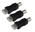 Miniatyrbilde 1 av 5: 3x USB Type A hunn til USB Type B hann adapter svart